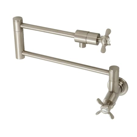 Kingston Brass KS4108BEX Wall Mount Pot Filler, Brushed Nickel KS4108BEX